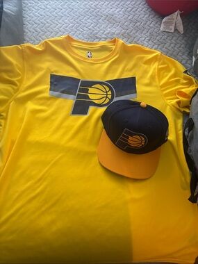 NBA Yellow Pacers Logo Tee with Navy & Yellow Cap